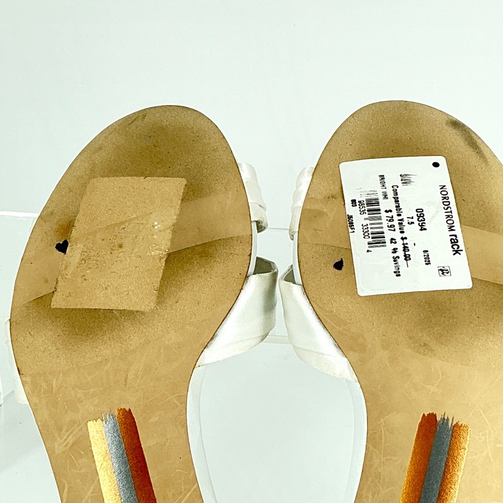 Sam Edelman Size 7.5 White Satin Rhinestone Kitten Heel Slide Mules Cindie - Picture 11 of 13